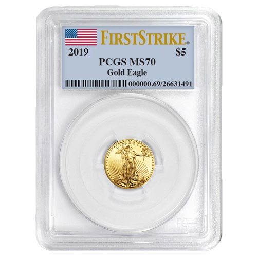 2019 1/10 oz American Gold Eagle Coin PCGS MS70 FS