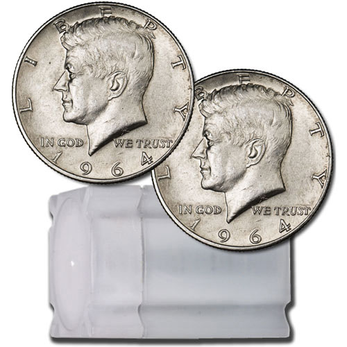 1964 90% Silver Kennedy Half Dollars ($10 Tube, BU)