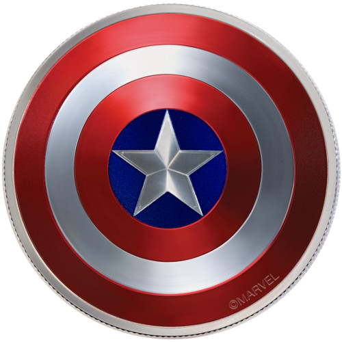 2016 2 oz Fiji 75th Anniversary Captain America Shield Silver Coin (Box + CoA)