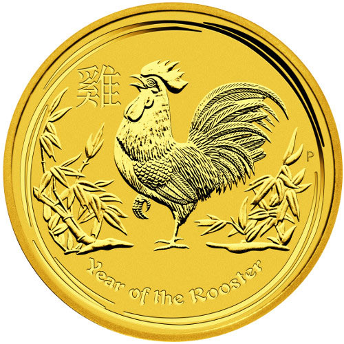 2017 1/20 oz Australian Gold Lunar Rooster Coin (BU)