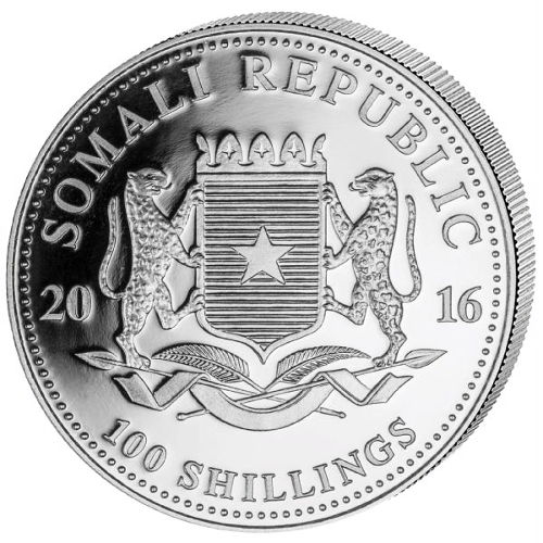 2016 1 oz Colorized Somalia Silver Elephant Coin (BU)