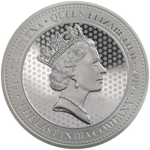 2019 1 oz Saint Helena Silver Spade Guinea Shield Coin (BU)
