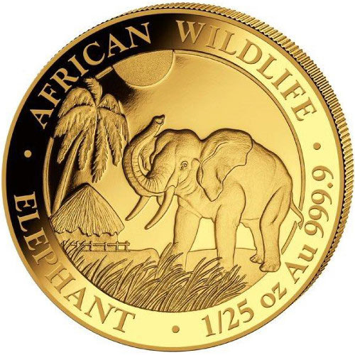 2017 1/25 oz Somalia Gold Elephant Coin (BU)