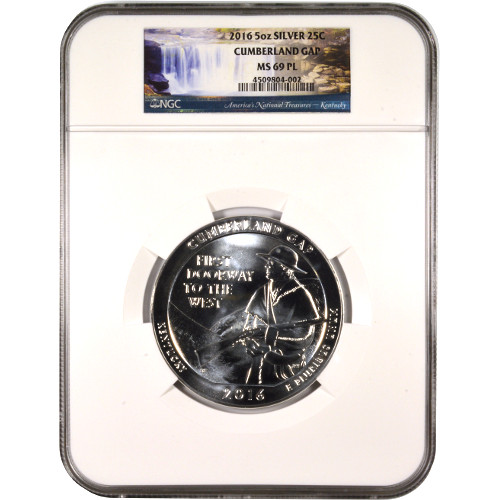 2016 5 oz ATB Cumberland Gap National Historic Park Silver Coin NGC MS69 PL