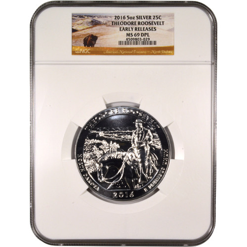 2016 5 oz ATB Theodore Roosevelt National Park Silver Coin NGC MS69 DPL ER