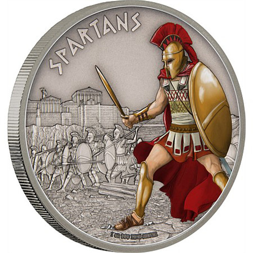 2016 1 oz Niue Silver Warriors of History Spartan Proof Coin (Box + CoA)