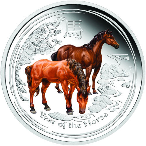 2014 1 oz Proof Colorized Australian Lunar Horse Silver Coin (Box + CoA)