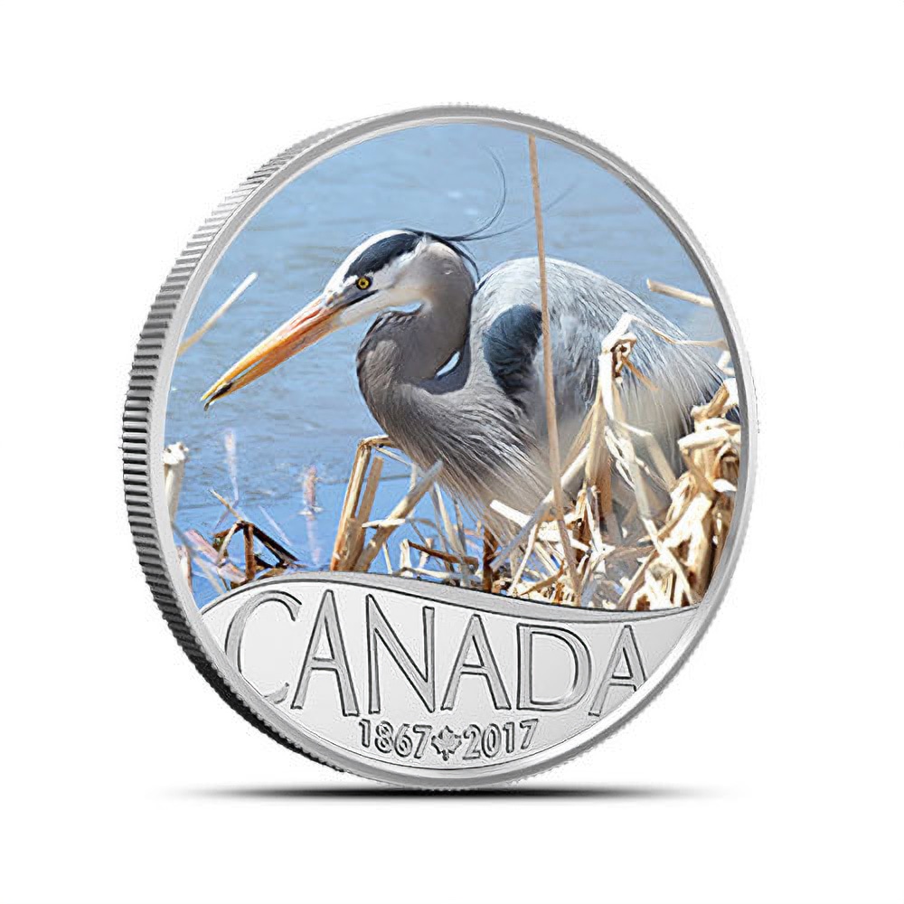2017 1/2 oz Proof Canadian Silver Celebrating Canada's 150th Series Great Blue Heron Coin (Box)