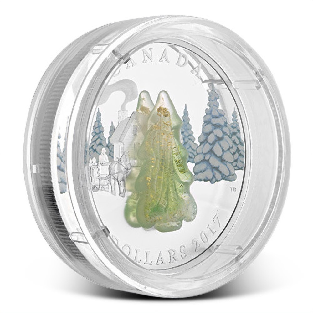 2017 1 oz Proof Canadian Silver Snow-Covered Trees Coin (Box)