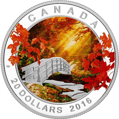 2016 1 oz Proof Canadian Silver Autumn Tranquility Coin (Box)