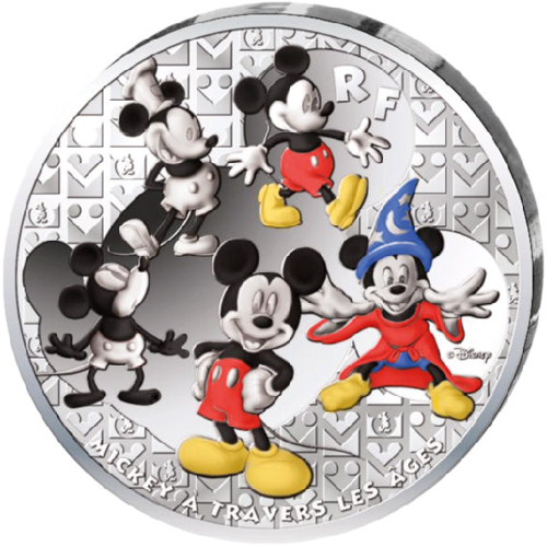 2016 5 oz Proof French Silver Mickey Mouse Through the Ages Coin (Box + CoA)