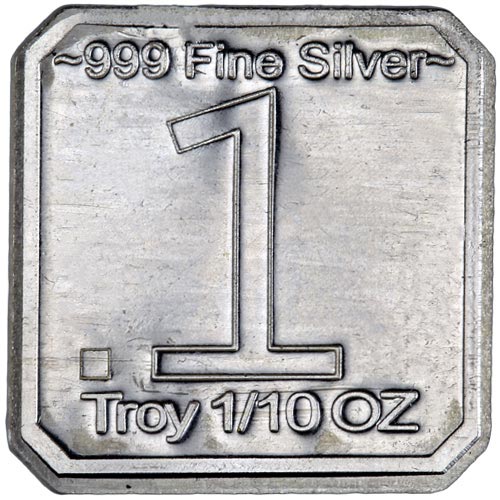 1/10 oz Standard Finish Suns of Liberty Silver Square (New)