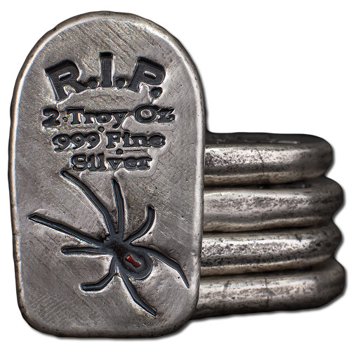 2 oz Monarch Tombstone Black Widow Silver Bar (New)