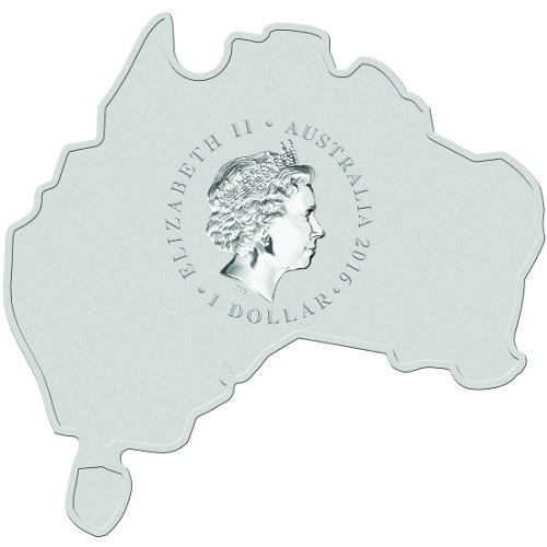 2016 1 oz Australian Silver Dingo Coin (Map Shaped)