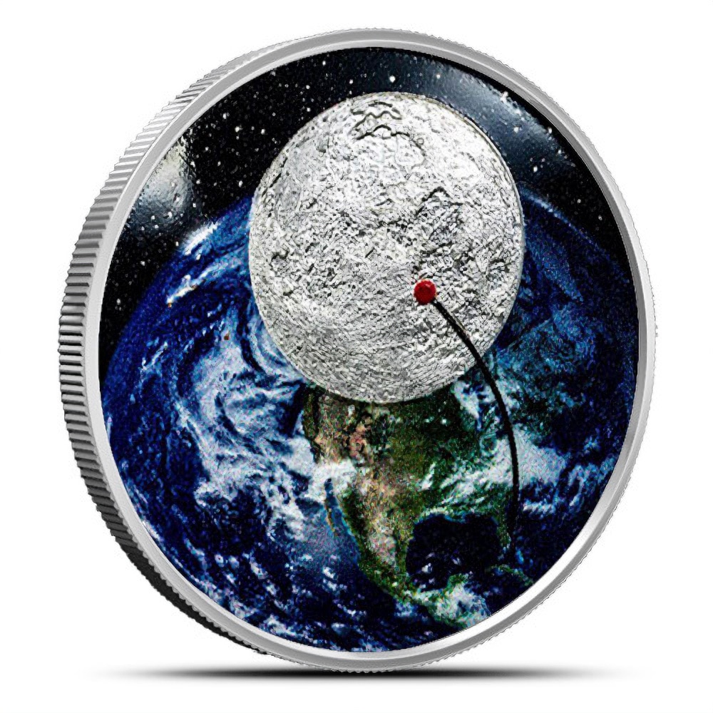 2019 1 oz Proof Jamul Moon Landing Curved Silver Coin (Box + CoA)