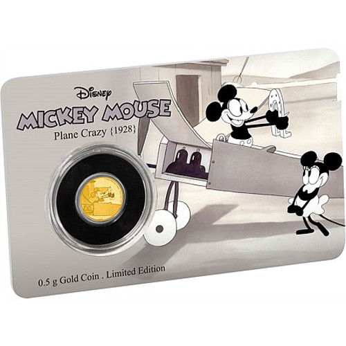 2016 1/2 Gram Niue Mickey Mouse Plane Crazy Series Gold Proof Coin