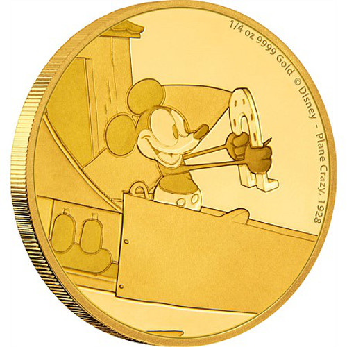 2016 1/4 oz Niue Mickey Mouse Plane Crazy Series Gold Proof Coin (Box + CoA)