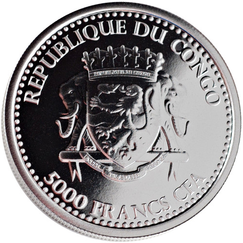 2016 1 oz Proof Colorized Congo Silver Silverback Gorilla Coin (Box + CoA)