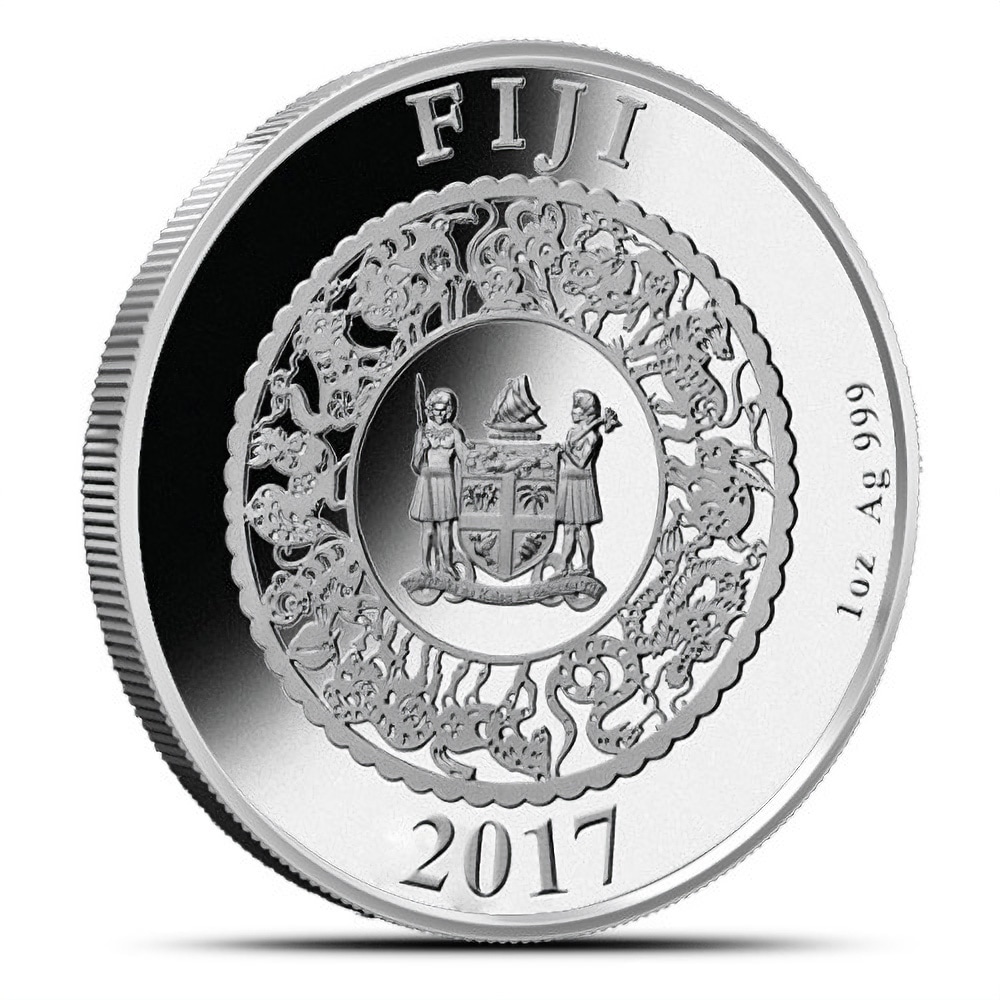 2017 1 oz Proof Fiji Pearl Lunar Rooster Silver Coin (Box + CoA)