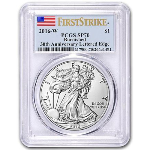 2016-W 1 oz Burnished American Silver Eagle PCGS SP70 FS (Edge Lettered)