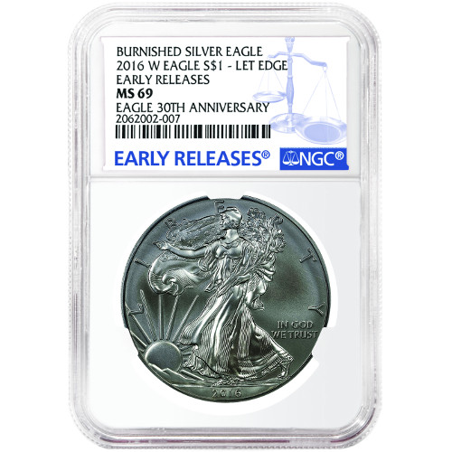 2016-W 1 oz Burnished American Silver Eagle NGC MS69 ER (Edge Lettered)
