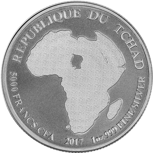 2017 1 oz Republic of Chad Lion Silver Coin