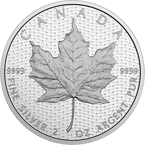 2017 2 oz Proof Canadian Silver Canada 150 Iconic Maple Leaf Coin (Box)
