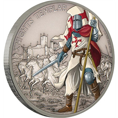 2017 1 oz Niue Silver Warriors of History Knights Templar Proof Coin (Box + CoA)