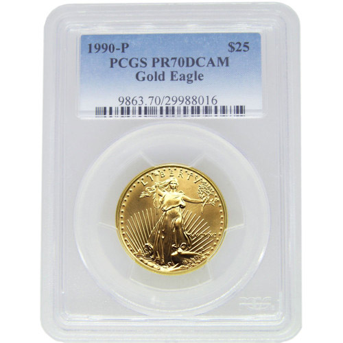1990-P 1/2 oz Proof American Gold Eagle Coin PCGS PR70 DCAM