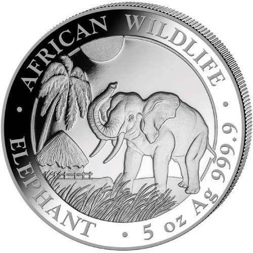 2017 5 oz Somalia Silver Elephant Coin (BU)