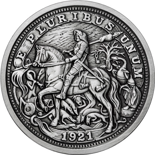 5 oz Antique Durer's Knight Silver Round (Hobo Nickel Series #6, New w/ CoA)
