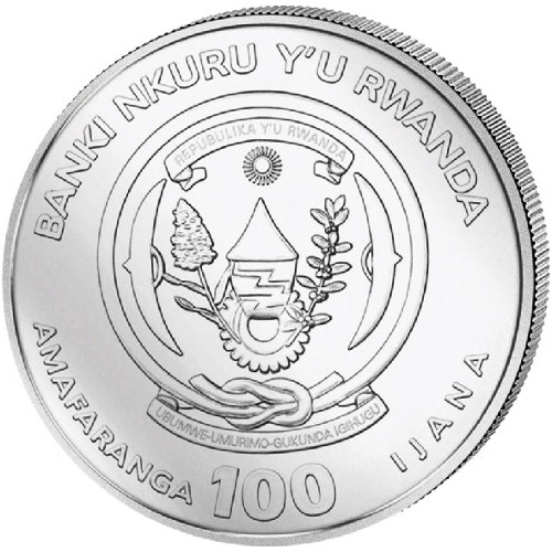 2017 1 oz Rwandan Silver Lunar Rooster Coin (BU)