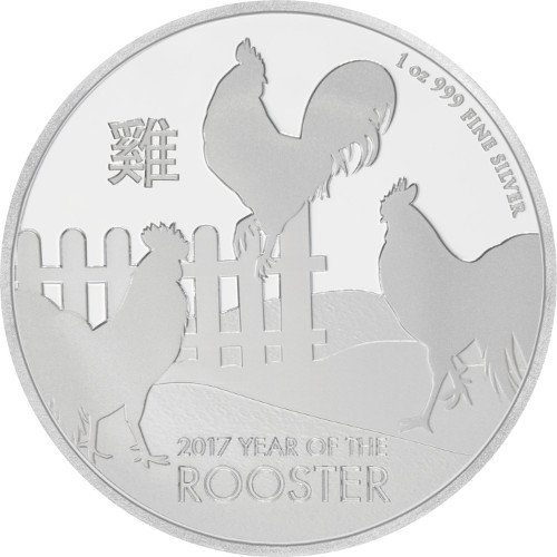 2017 1 oz New Zealand Lunar Rooster Silver Coin (BU)