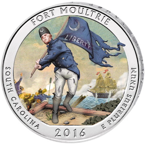 2016 5 oz Colorized ATB Fort Moultrie Silver Coin (BU)