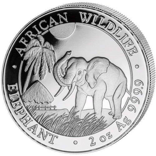 2017 2 oz Somalia Silver Elephant Coin (BU)