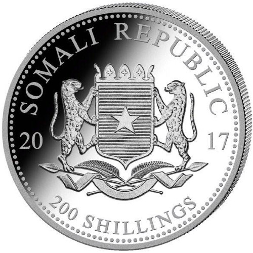 2017 2 oz Somalia Silver Elephant Coin (BU)