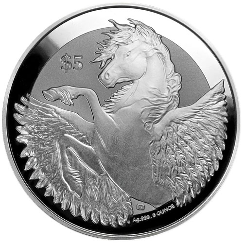2018 5 oz British Virgin Islands Silver Frosted Pegasus Coin (BU)