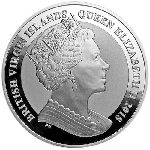 2018 5 oz British Virgin Islands Silver Frosted Pegasus Coin (BU)