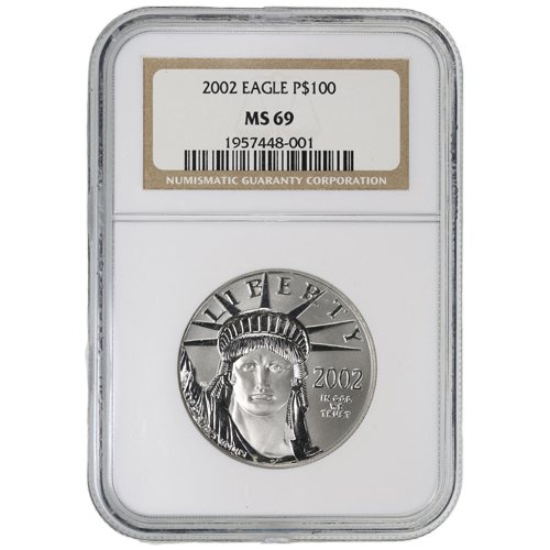 1 oz American Platinum Eagle Coin NGC MS69 (Random Year, Varied Label)