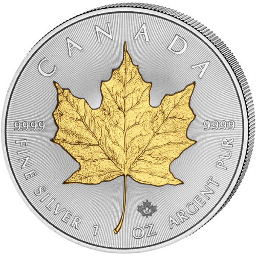 2017 1 oz Canadian Silver Maple Leaf Coin (Gilded, BU)