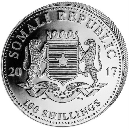 2017 1 oz Colorized Somalia Silver Elephant Coin (BU)