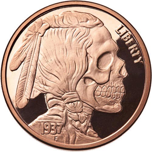 1 oz Indian Skull Copper Round (United Snakes of America Series #1, New)