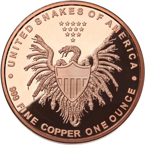 1 oz Indian Skull Copper Round (United Snakes of America Series #1, New)