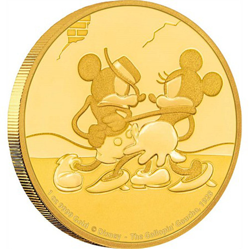 2017 1 oz Niue Mickey Mouse Gallopin' Gaucho Series Gold Proof Coin (Box + CoA)