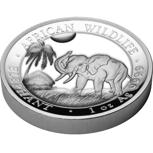 2017 1 oz Somalia Silver Elephant Proof Coin (High Relief, Box + CoA)