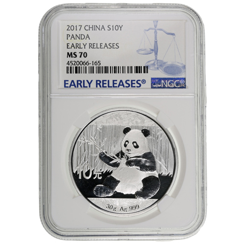 2017 30 Gram Chinese Silver Panda Coin NGC MS70 ER