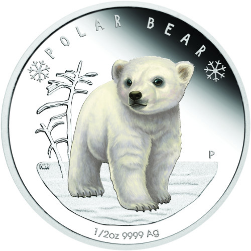 2017 1/2 oz Proof Tuvalu Silver Polar Babies Polar Bear Coin (Box + CoA)