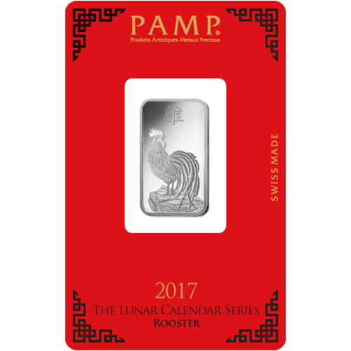 10 Gram PAMP Suisse Lunar Rooster Silver Bar (New w/ Assay)