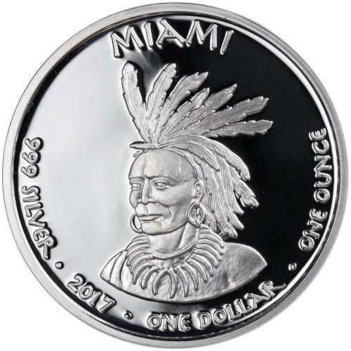 2017 1 oz Proof Indiana Miami Mink Silver Coin
