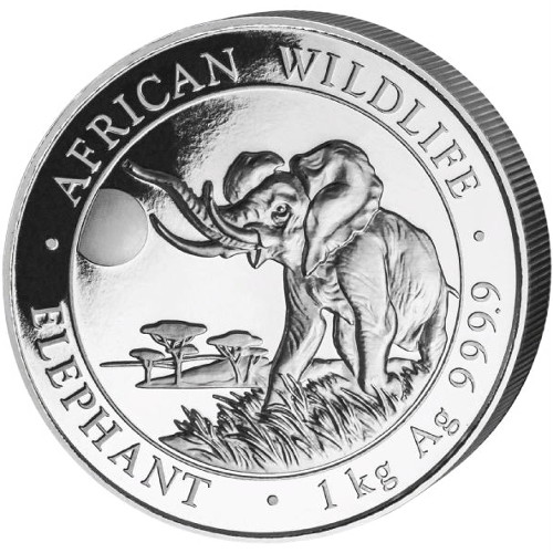 2016 1 Kilo Somalia Silver Elephant Coin (BU, In Capsule)